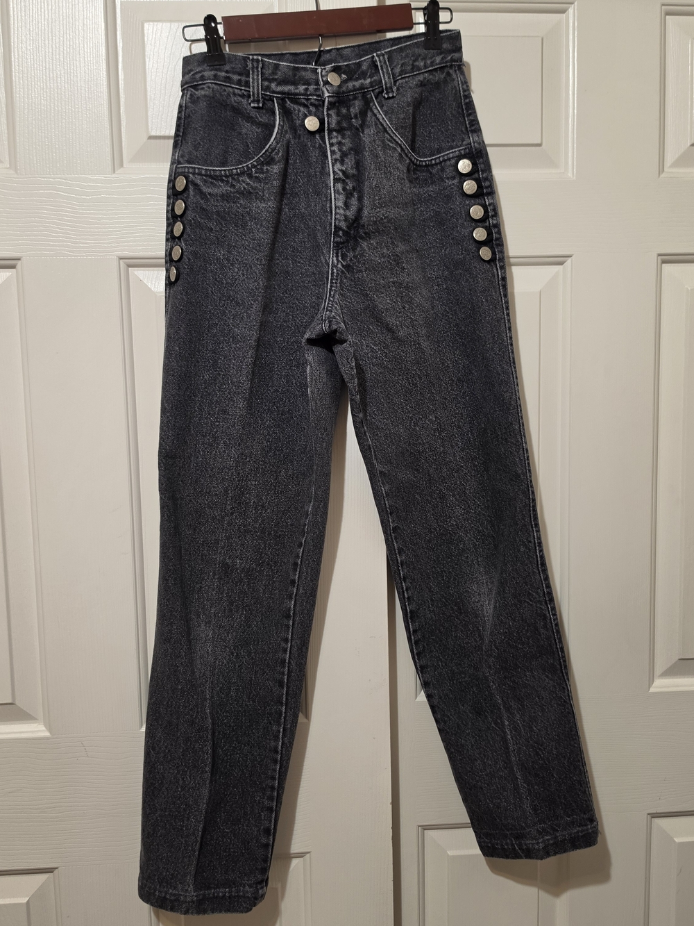 Vintage 90s Roper Bareback Jeans Womens 7/8 High Waist Crossover Black Acid Wash